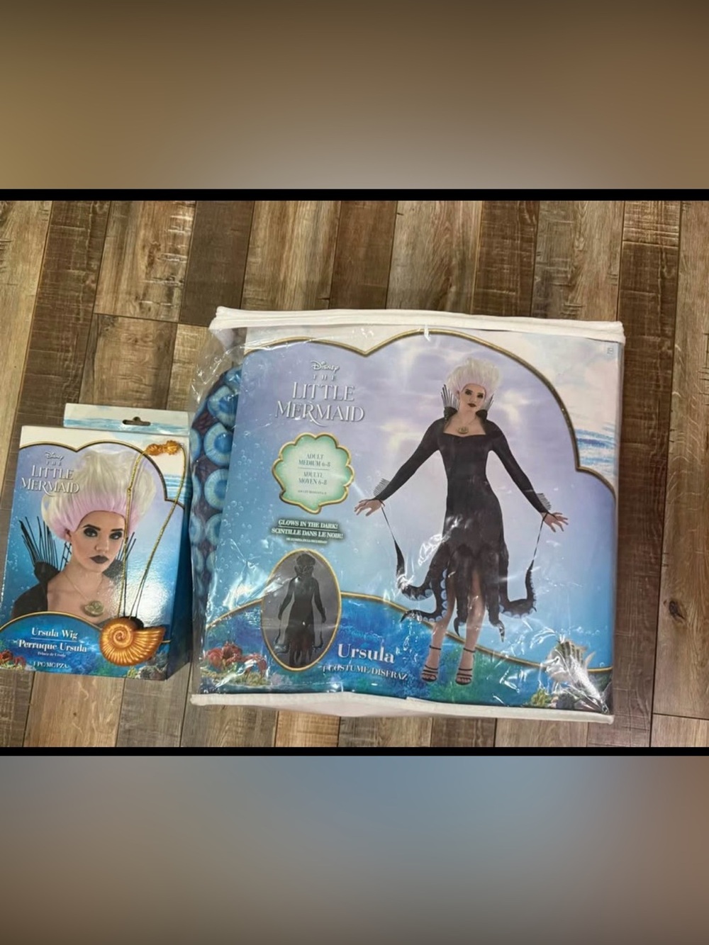 Disney Ursula women Costume with Wig - Black & White Hair